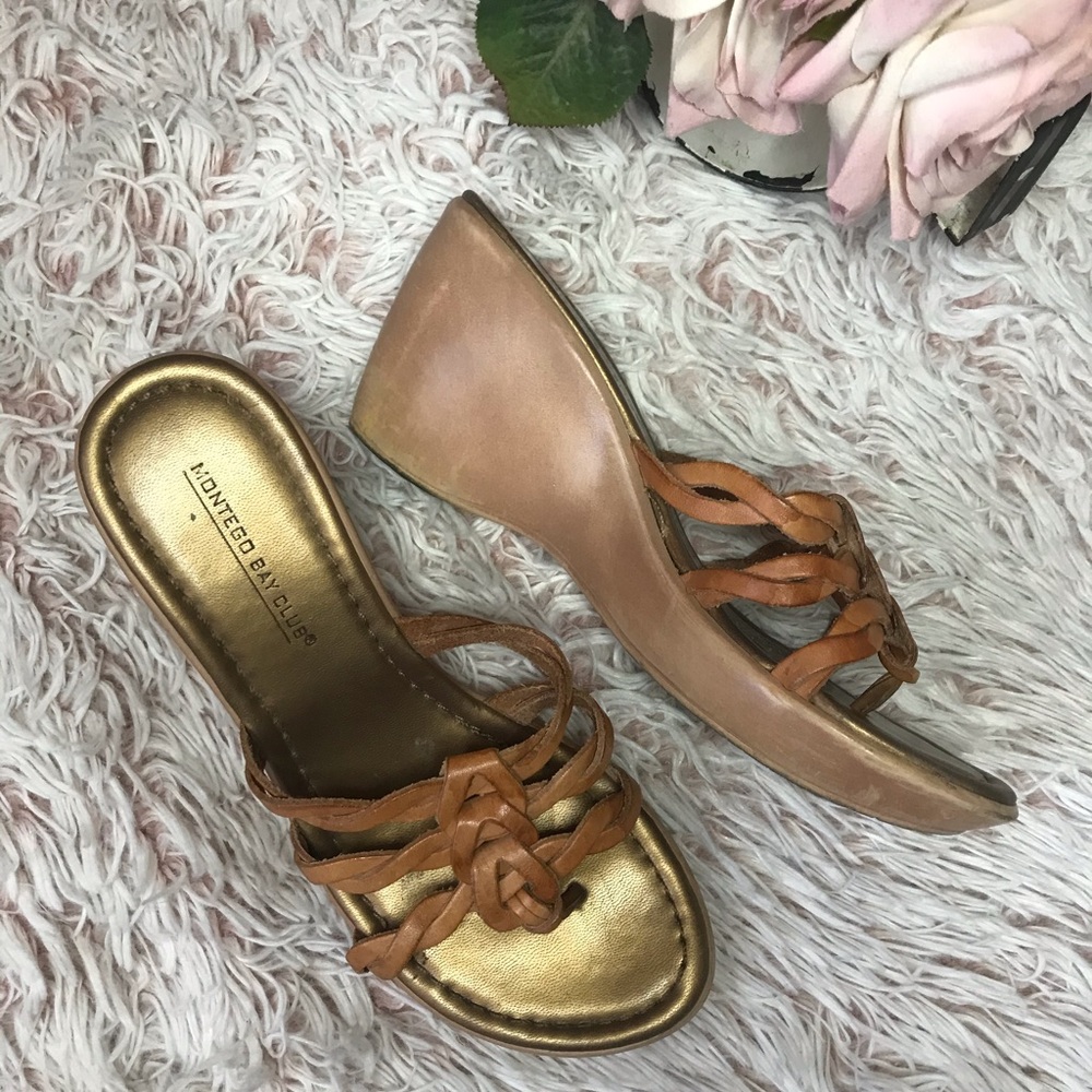 👡VTG Y2K braided leather boho wedge heels